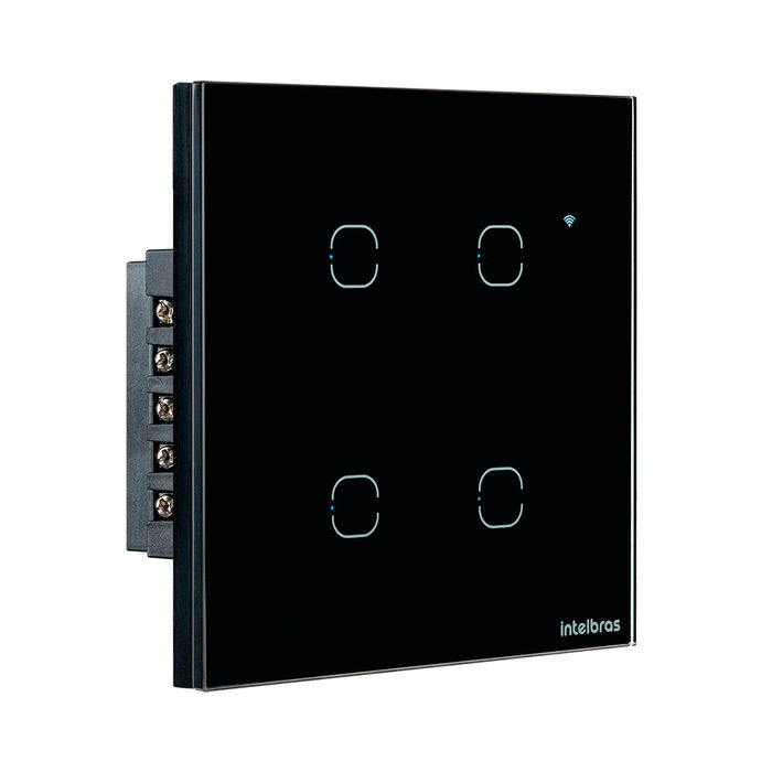 Interruptor touch smart Wi-Fi 4 teclas - EWS 1004 Preto