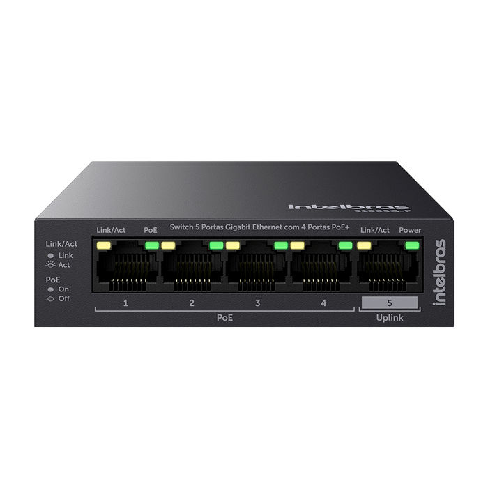 Switch 5 portas Gigabit Ethernet com 4 portas PoE+ - S1005G-P