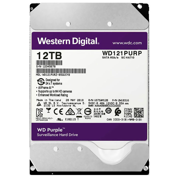 HD WD Purple™ Disco rígido para CFTV 12TB - WD122PURP