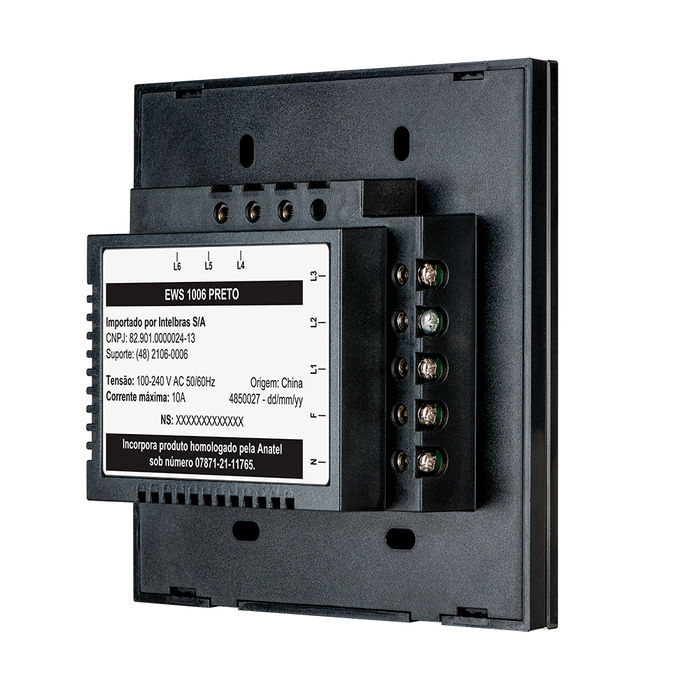 Interruptor touch smart Wi-Fi 6 teclas Preto - EWS 1006