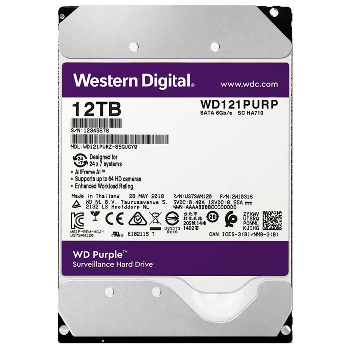 HD WD Purple™ Disco rígido para CFTV 12TB - WD122PURP