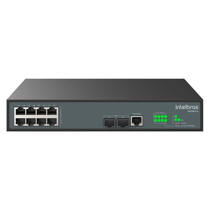 Switch Gerenciável 8 Portas Gigabit Ethernet com 2 Portas SFP - S2310G-A