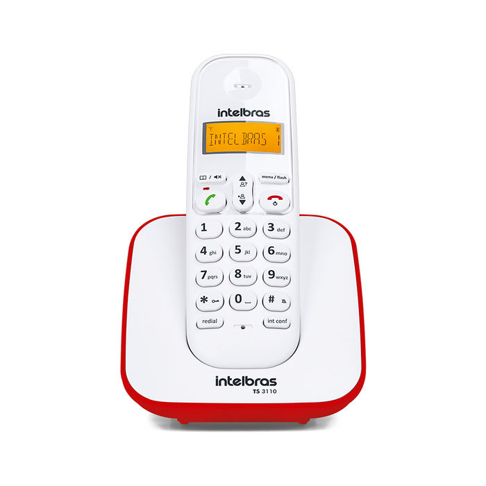 Telefone sem fio digital - TS 3110 - Branco e Vermelho