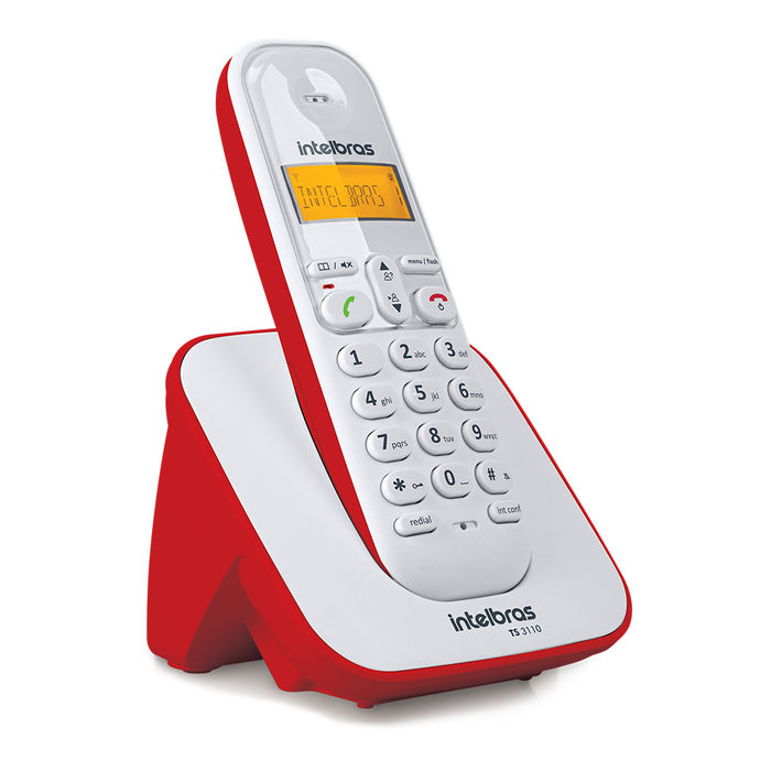Telefone sem fio digital - TS 3110 - Branco e Vermelho