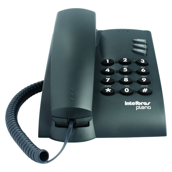 Telefone com fio - Pleno - Preto