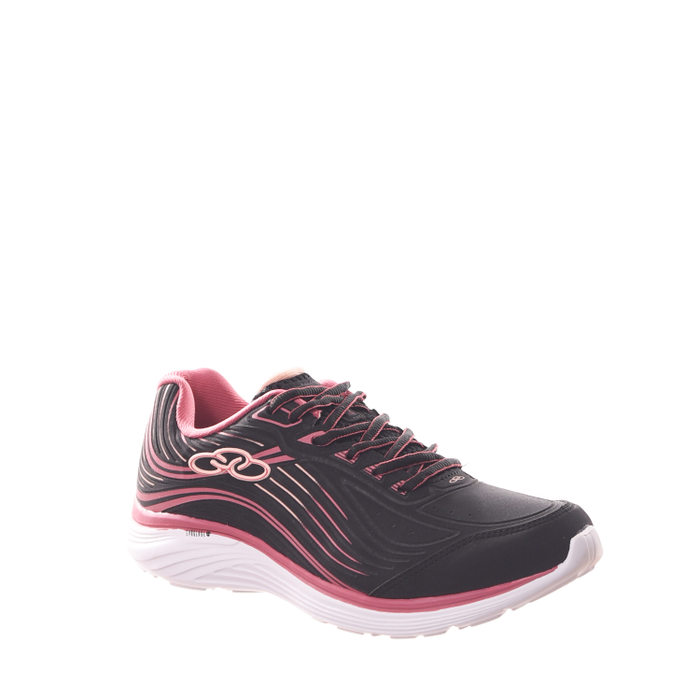 Tênis Olympikus Dash Tecnologia Evasense Detalhe Listras Preto e Rosê