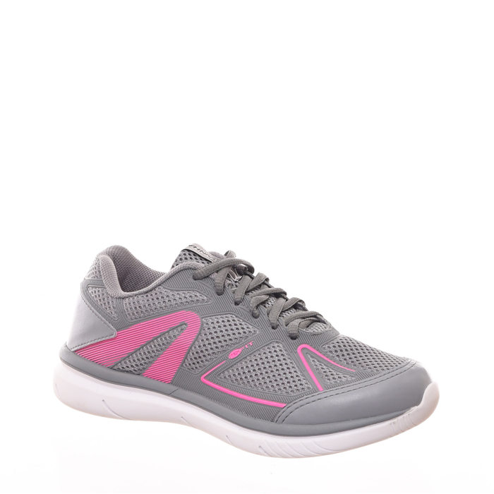 Tênis Rainha Reaction Tela Cinza e Rosa
