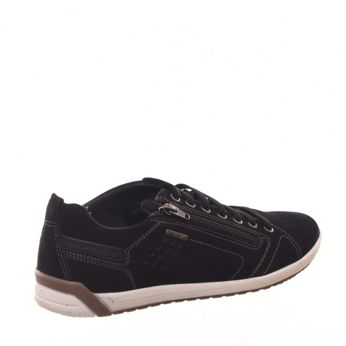 Sapatênis Pegada Cadarço Elástico Detalhe Zíper com Amortecedor Nobuck Preto