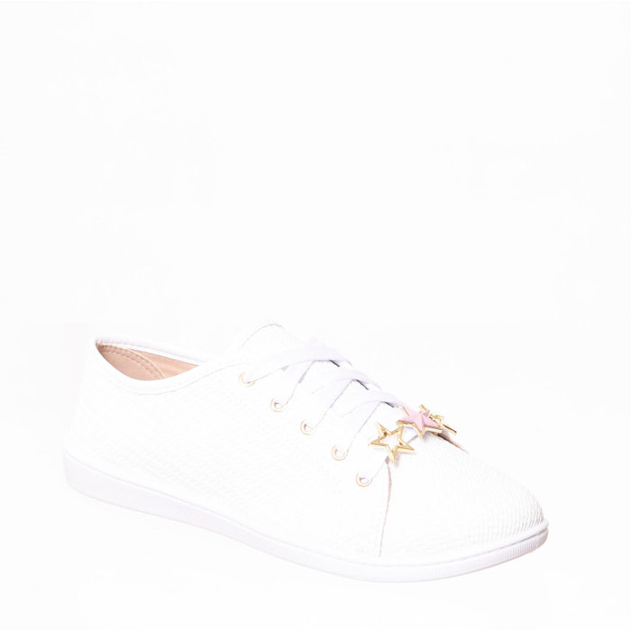 Tênis Moleca Detalhe Estrelas Tressê Branco