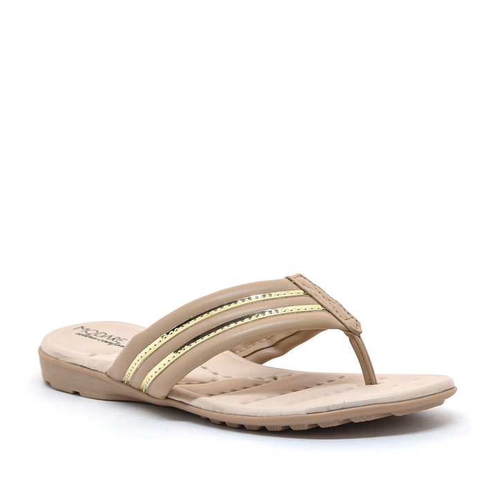 SANDÁLIA RASTEIRA MODARE ABERTA ULTRA CONFORTO FILETE DOURADO BEGE