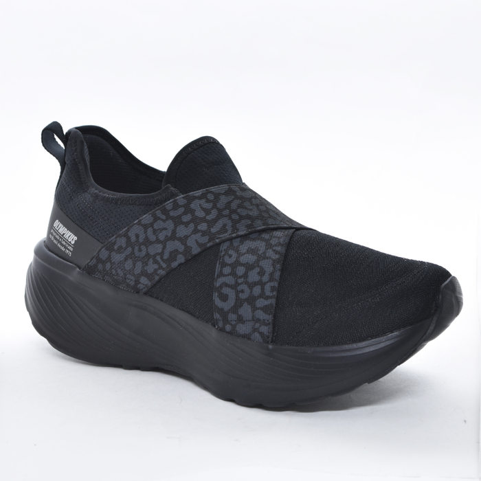 Tênis Slip-On Olympikus Flora Mesh Tecnologia Eleva + Detalhe Elástico X Animal Print Solado Trabalh