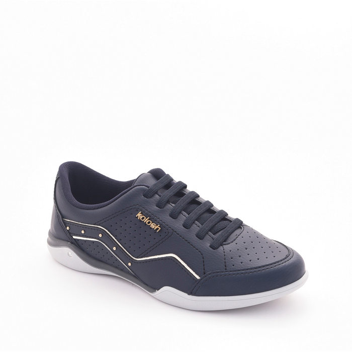 Tênis Kolosh Detalhe Microperfuros Aplicação Tachas Azul Marinho