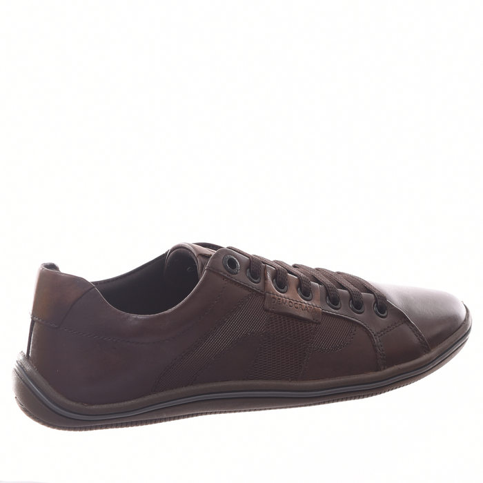 Sapatênis Democrata Cadarço Elástico 100% Couro Marrom