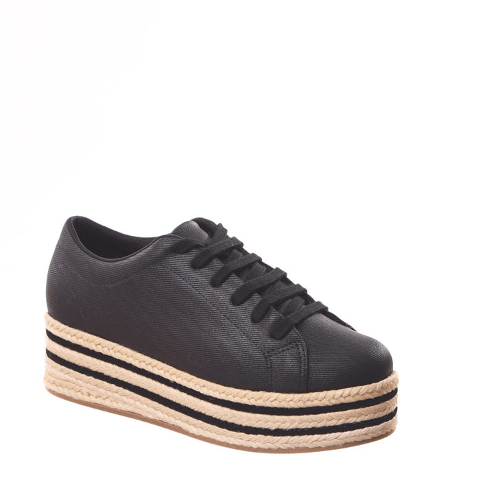 Tênis Bebecê Flatform Salto Detalhe Corda Preto