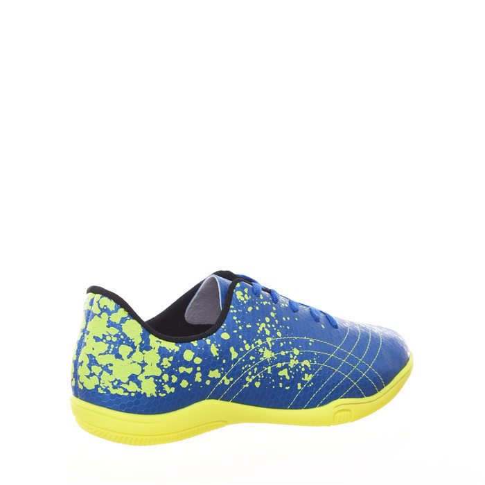 Chuteira Futsal Molekinho Detalhe Costura Azul e Amarelo