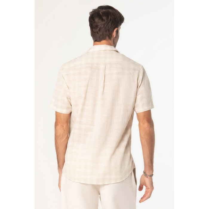 Camisa Dlz Comfort Algodão Gola Colarinho Manga Curta Estampa Xadrez Aplicação Bordado Logo Fechamen