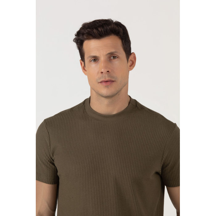 Camiseta Dlz Algodão Malha Gola Alta Manga Curta Lisa Verde