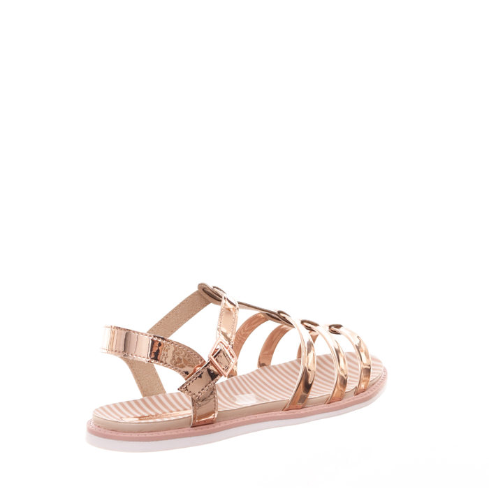 Sandália Rasteira Molekinha Tiras Ouro Rosado