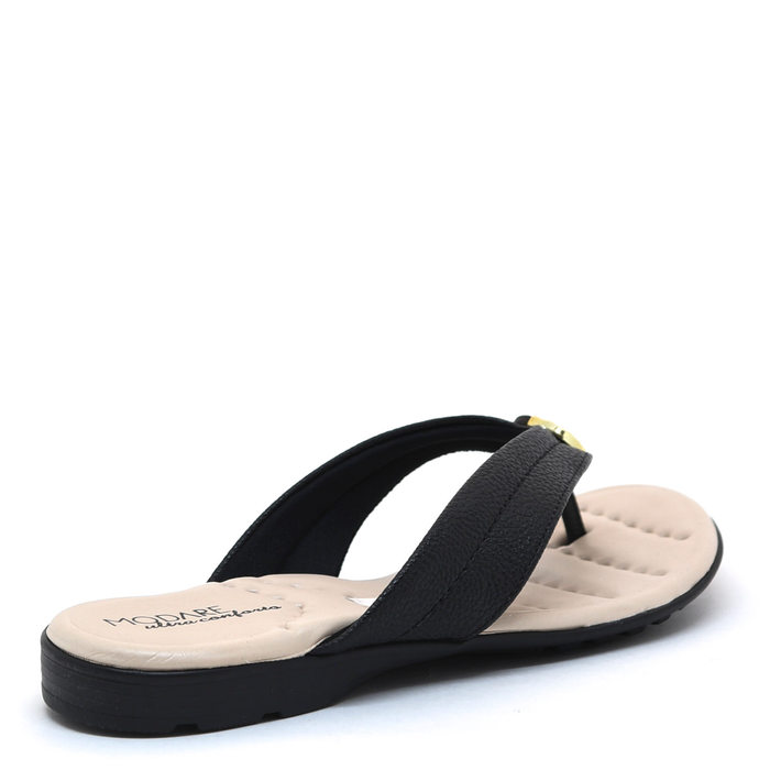 SANDÁLIA RASTEIRA MODARE ABERTA ULTRA CONFORTO DETALHE MADEIRA COM METAL PRETO