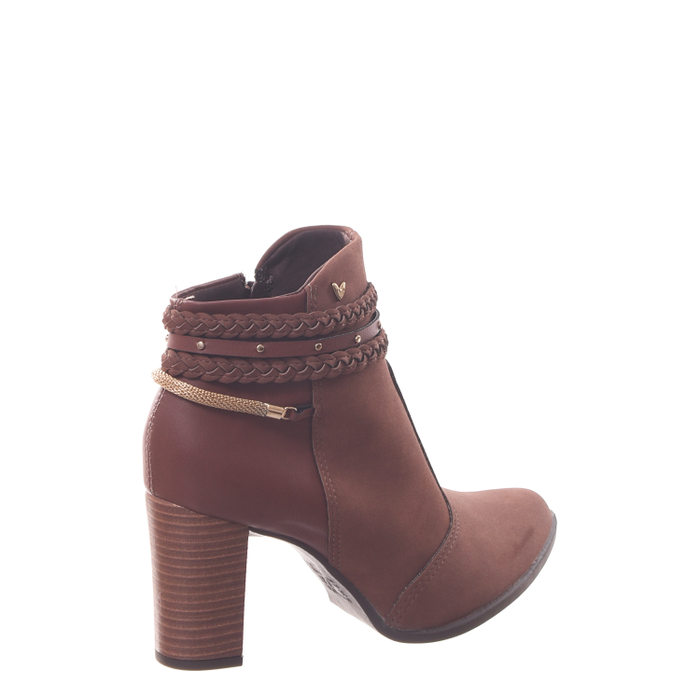 Bota Ankle Boot Mississipi Detalhe Trançado Metal Marrom