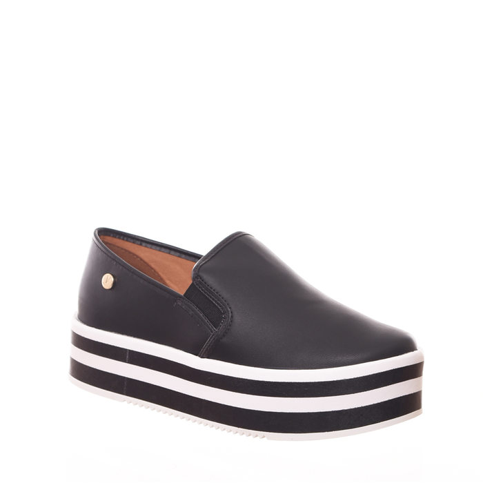 Tênis Slip-On Vizzano Flatform Solado Listrado Preto