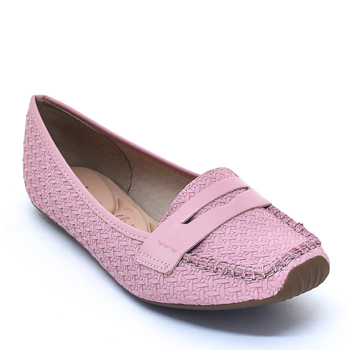 Sapato Mocassim Moleca Tressê Rosa