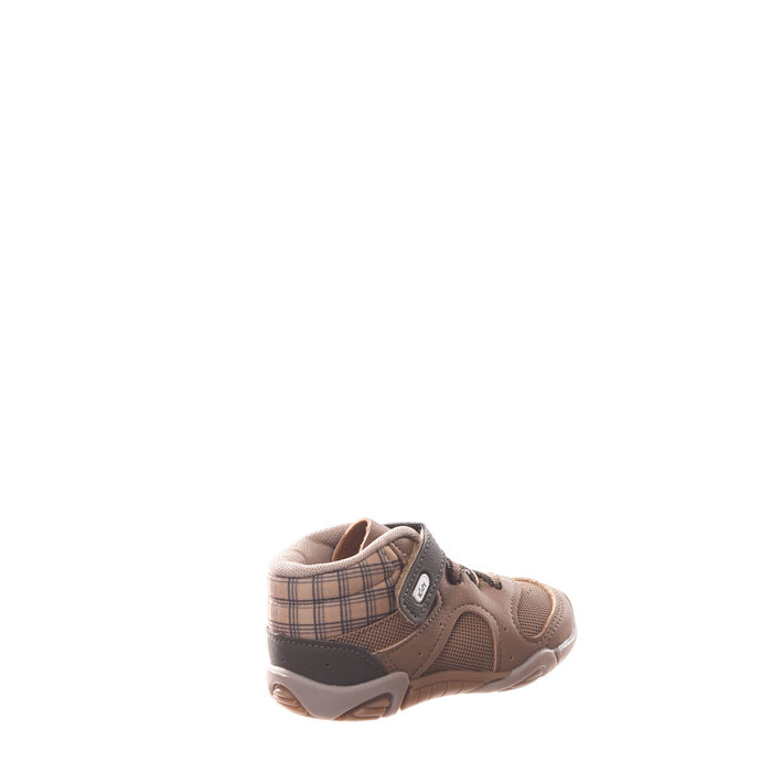 Tênis Abotinado Kidy Colors Detalhe Xadrez Bege e Marrom