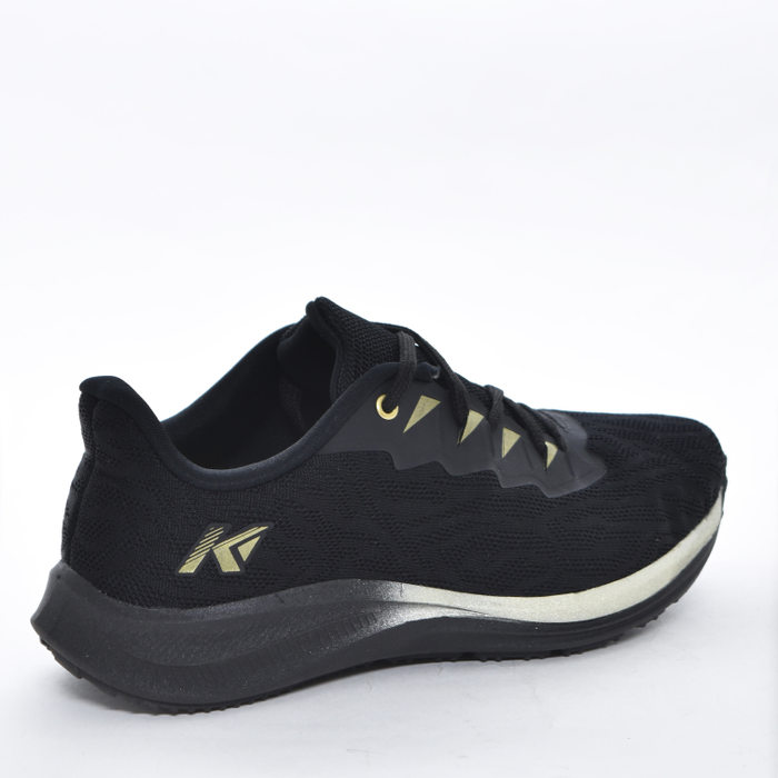 Tênis Jogger Kidy Tecnologia Respi-Tec Mesh Trabalhado Detalhe Dourado Preto