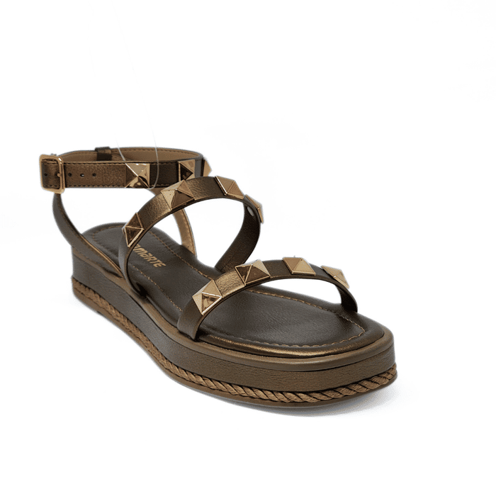 Sandália Papete Via Marte Tiras Aplicação Spake Solado Detalhe Trança Fechamento Fivela Amarração Br