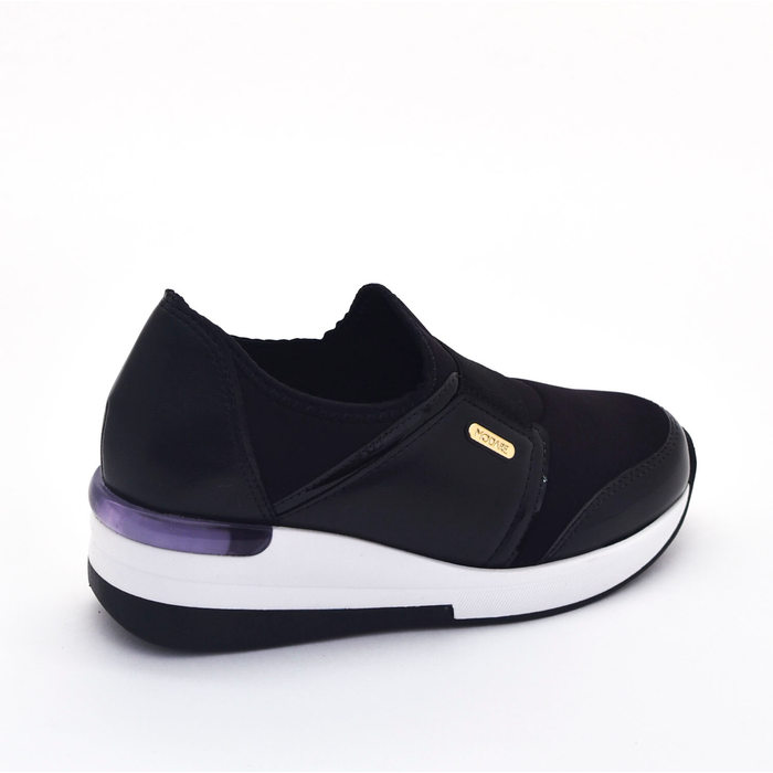 TÊNIS MODARE LYCRA DETALHE ELÁSTICO VERNIZ COM GEL PRETO