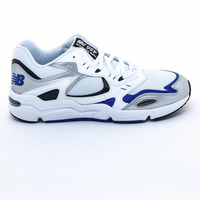Tênis New Balance 426 com Recortes Coloridos Branco e Azul