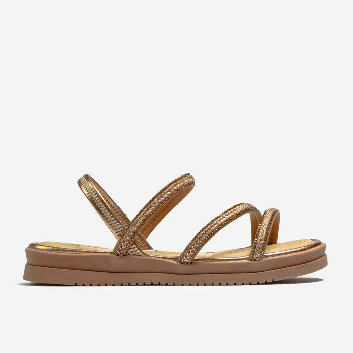 Sandália Papete Mississipi Tiras Aplicação Strass Trabalhado Posterior Elástico Solado Tratorado Ros