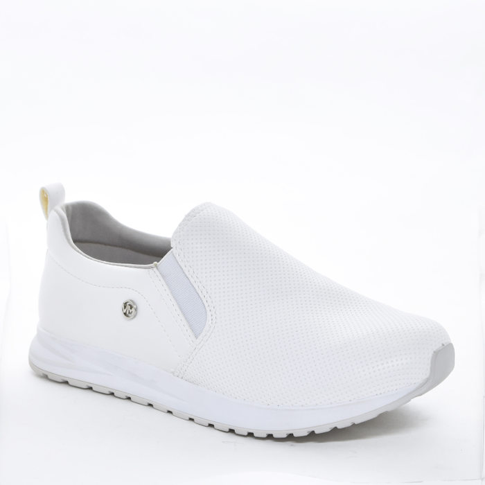 Tênis Slip-On Via Marte Microperfuros Lateral com Elástico Solado Jogger Branco