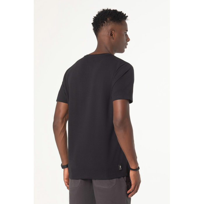 Camiseta Dlz Poliéster Algodão Manga Curta Estampa Escrita Emborrachado Preto
