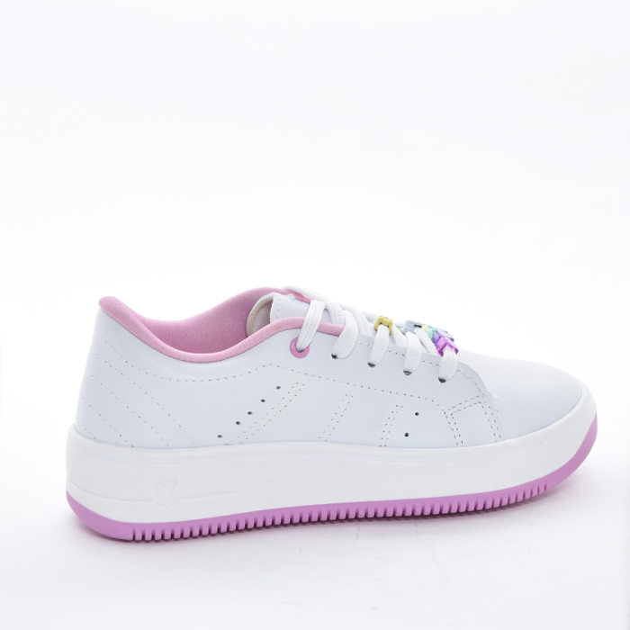 Tênis Kidy Tecnologia Respi-Tec Detalhe Costura Cadarço Missangas Emoji Solado Tratorado Branco