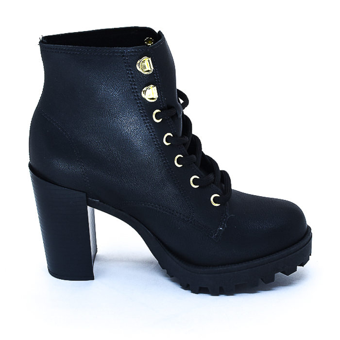 Bota Coturno Moleca Salto Grosso Solado Tratorado Preto