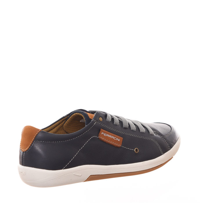 Sapatênis Ferracini Lingua Couro Camurça Cadarço Elástico Couro Azul Marinho