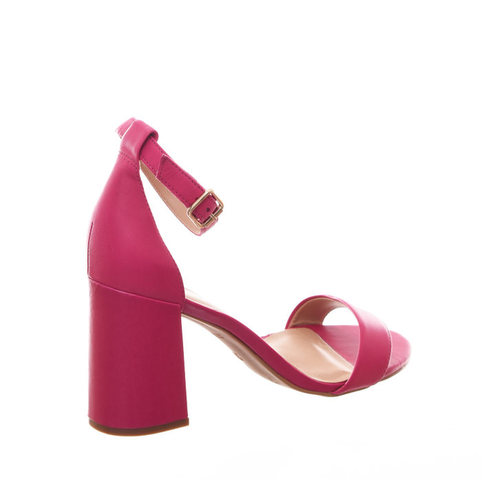 Sandália Giulia Domna Salto Grosso Calcanhar Fechado Couro Rosa