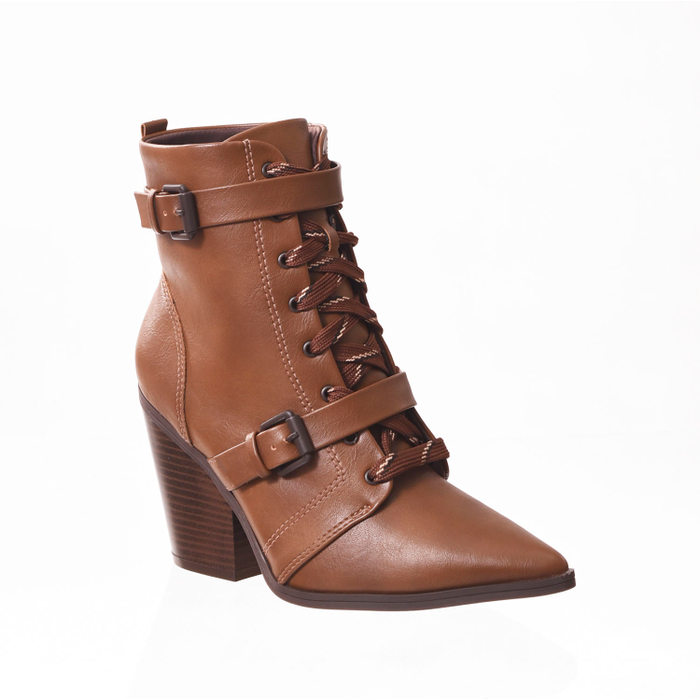 Bota Ankle Boot Ramarim Country Bico Fino Detalhe Fivela Marrom