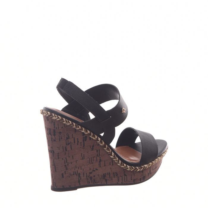 Sandália Cravo & Canela Anabela Cortiça Preta