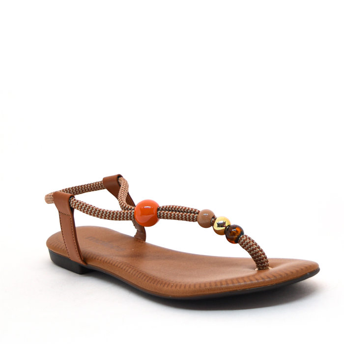 SANDÁLIA MOLECA CORDÃO COM BOLAS CARAMELO