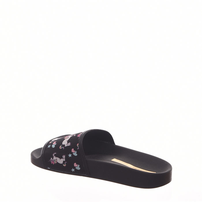 Chinelo Slide Molekinha Estampado Unicórnio Preto