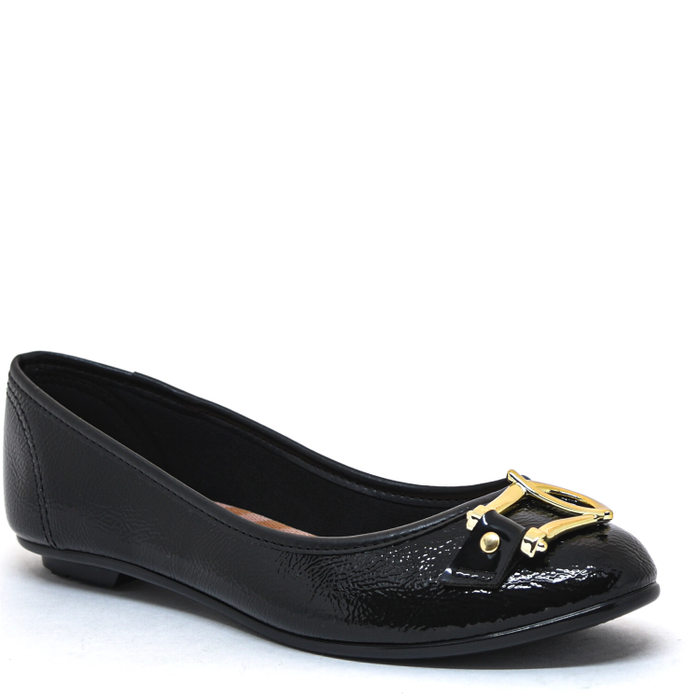 SAPATILHA MOLECA VERNIZ COM METAL FIVELA PRETA