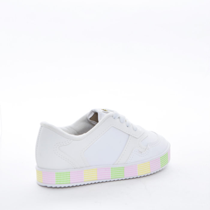 Tênis Molekinha Sun Color com Recortes Solado Quadriculado Multicores Branco
