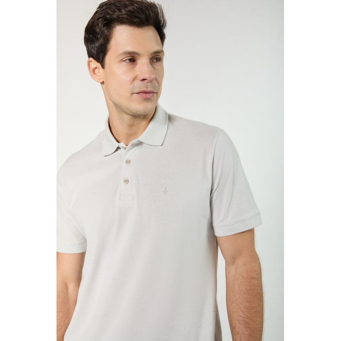 Camisa Polo Dlz Algodão Gola Colarinho Manga Curta Lisa Aplicação Logo Bordado Branco