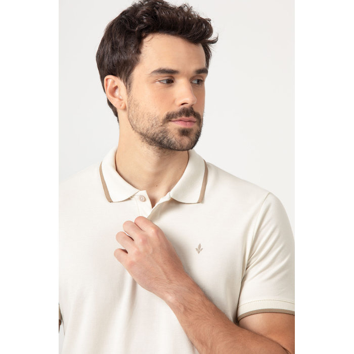 Camisa Polo Dlz Algodão Gola Colarinho Ribana Tratabalha Manga Curta Aplicação Logo Off White