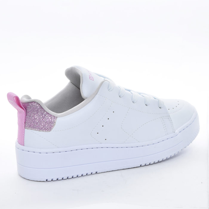 Tênis Flatform Ramarim Posterior Glitter Detalhe Costura Solado Trabalhado Branco