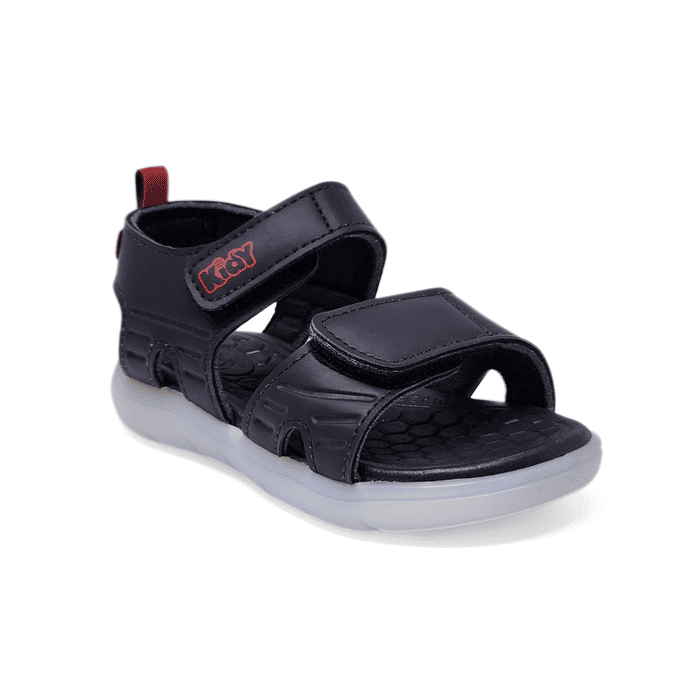Sandália Papete Kidy Flex Palmilha Anatômica com Led Fechamento Dois Velcro Preto