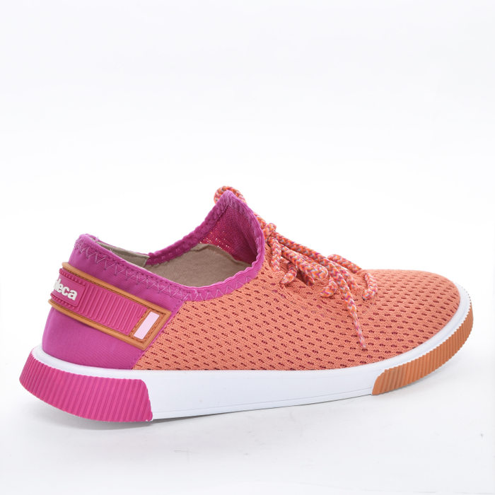Tênis Slip On Moleca Elástico com Cadarço Solado Trabalhado Laranja e Rosa