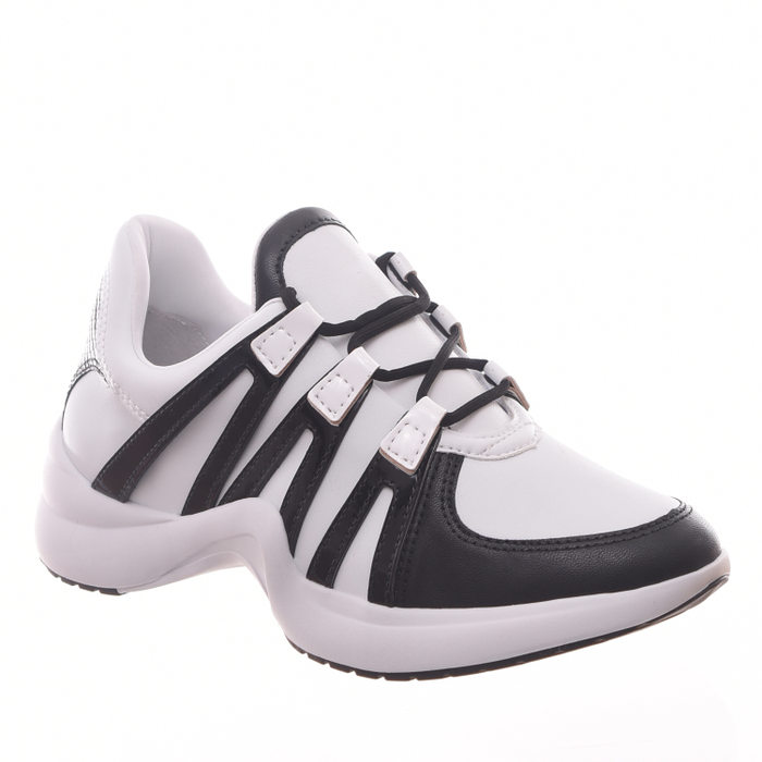 Tênis Chunky Ramarim Detalhes em Verniz Branco e Preto